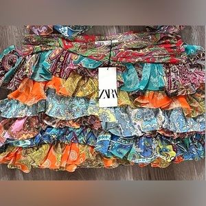NWT ZARA mini ruffled patchwork skirt TikTok viral skirt